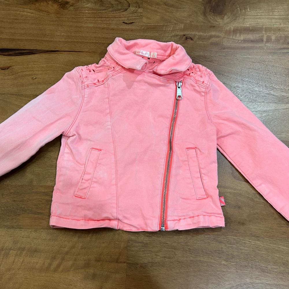 Billieblush Pink Girls' Asymmetrical Zip Jean Jacket - Picture 1 of 10